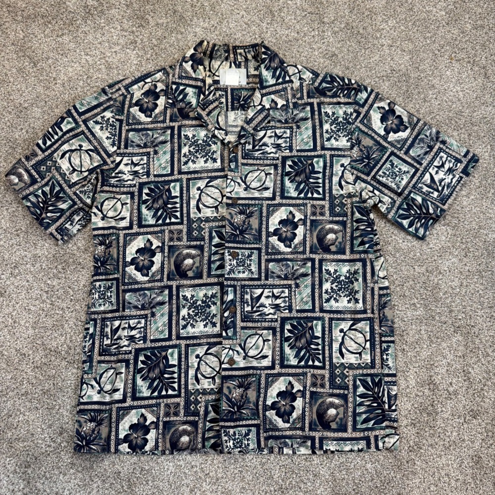 Vintage Ho Aloha Hawaiian Shirt Mens Medium 100% Cotton Made Hawaii